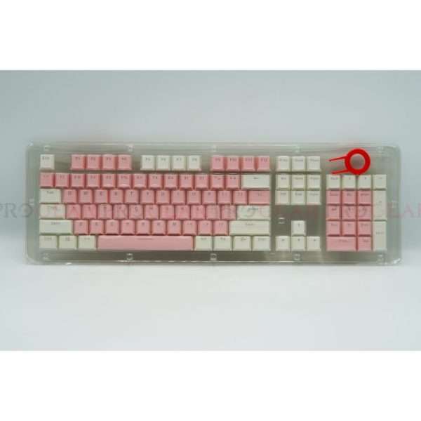 Double Shot PBT Keycaps (Cherry Profile, Shine-through, Pink-White) - Image 1
