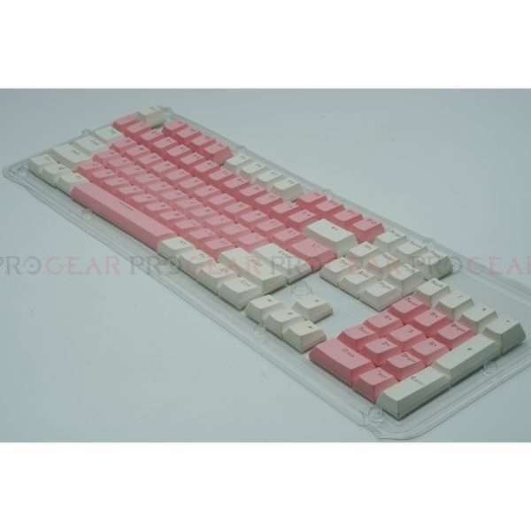 Double Shot PBT Keycaps (Cherry Profile, Shine-through, Pink-White) - Image 2