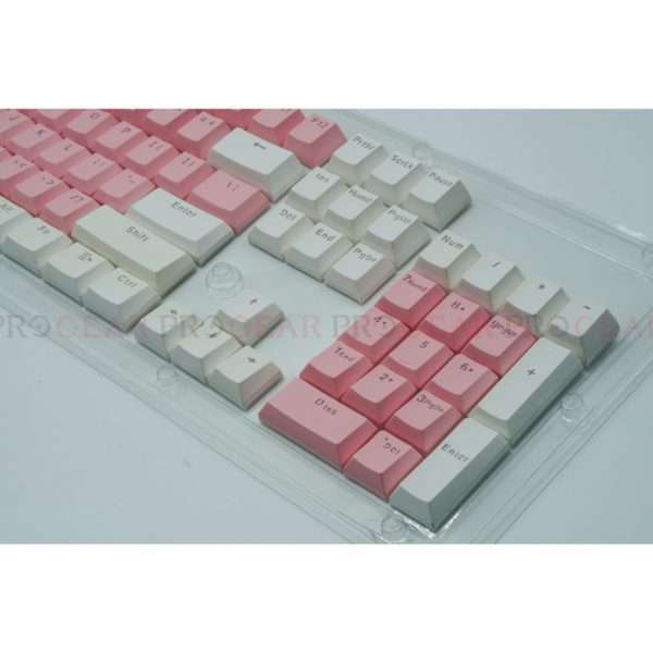 Double Shot PBT Keycaps (Cherry Profile, Shine-through, Pink-White) - Image 3