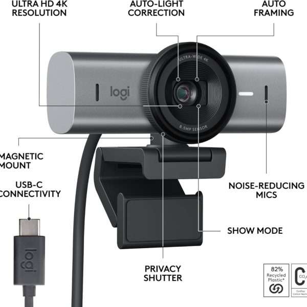 Logitech MX Brio 4K Ultra HD Collaboration and Streaming Webcam - Image 7