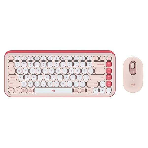 Logitech POP ICON Combo Bluetooth Keyboard and Mouse Bundle (Rose & Off White)