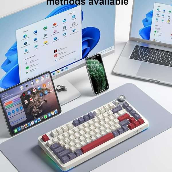 Aula AU75 Wireless + Bluetooth HotSwap Mechanical RGB Gaming Keyboard (Dark Green) - Image 8