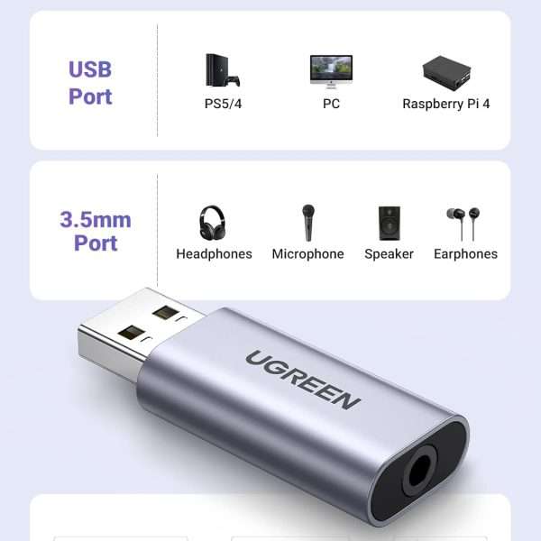 UGreen USB 2.0 External Stereo Sound Adapter (80864) - Image 6