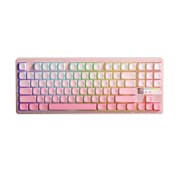 Aula F87 Pro V2 Wireless + Bluetooth HotSwap Mechanical RGB Gaming Keyboard (Pink)