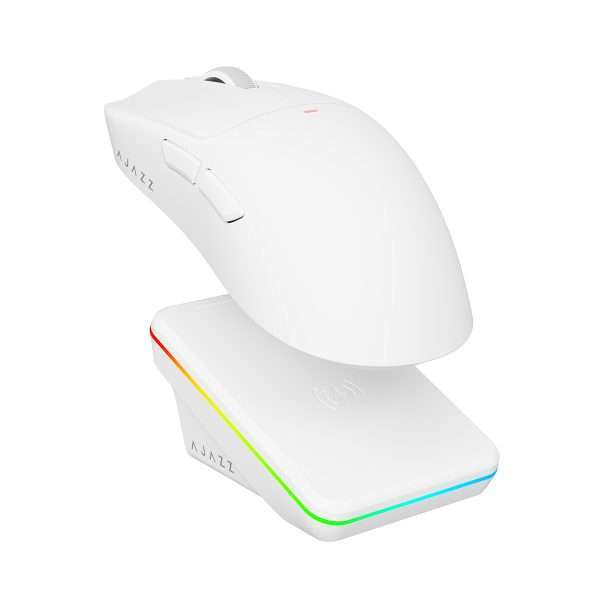 Ajazz AJ200 NL AI MC AI Wireless Gaming Mouse Voice-Activated (White - Charging Base Version)